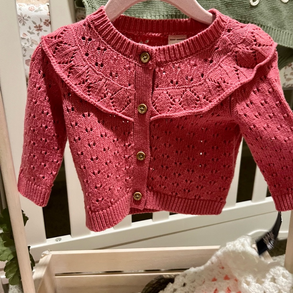 Baby Girl Pink Knit Cardigan - 3 months